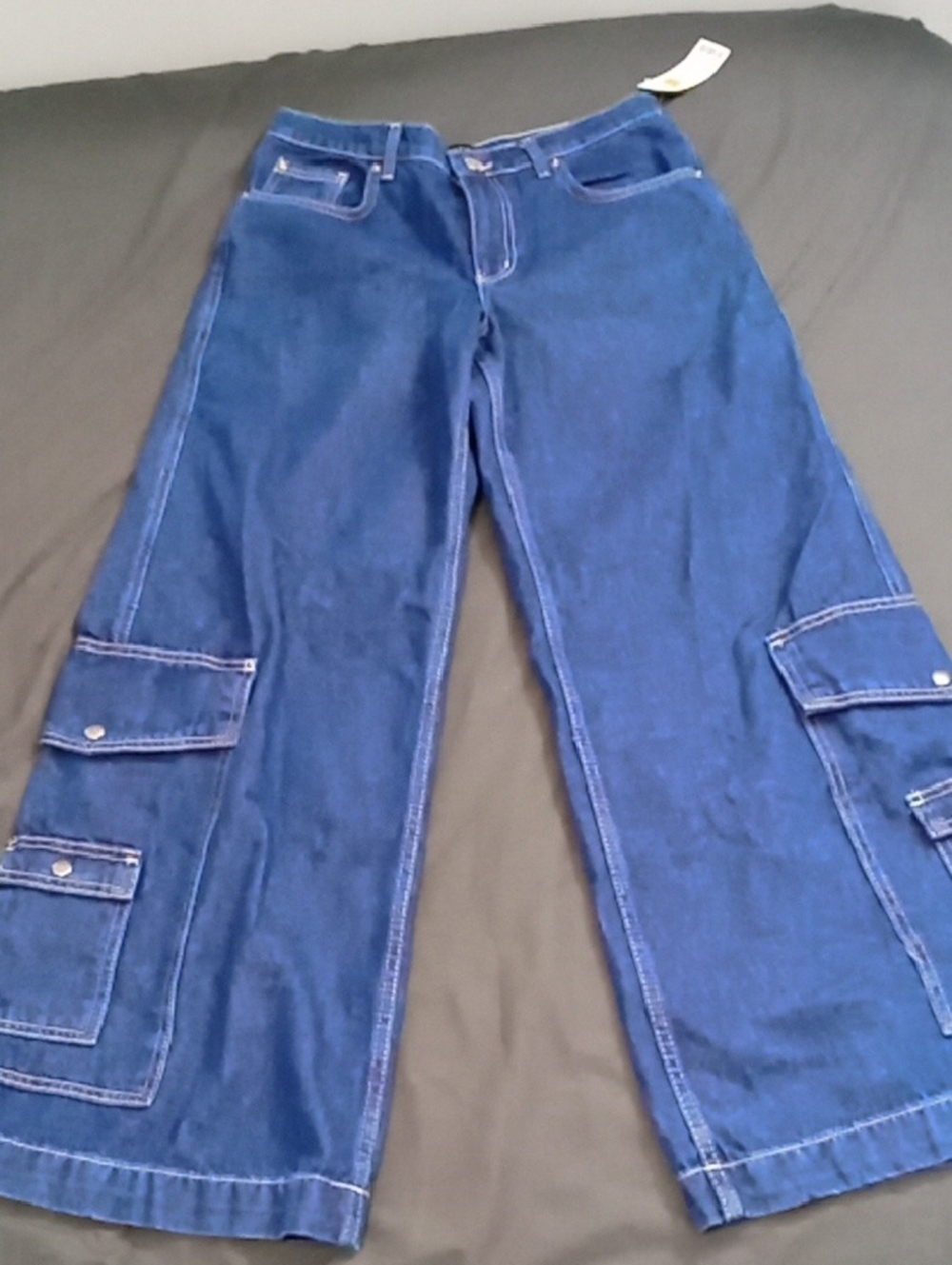 BDG Dark Blue Wide-Leg Cargo Jeans